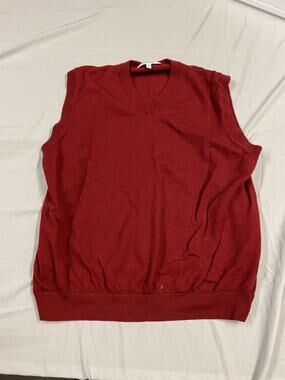 Turnbury Men’s Sweater Vest Red Extra Fine Merino Wool Size XL
